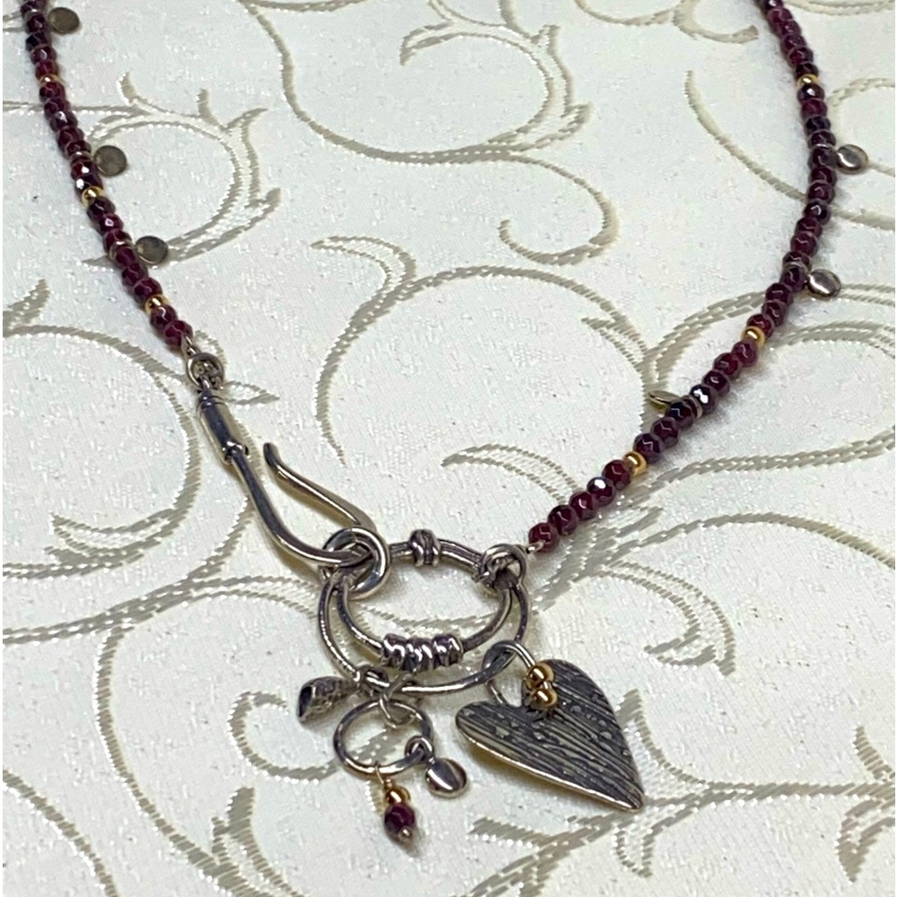 Sterling Amethyst heart toggle necklace